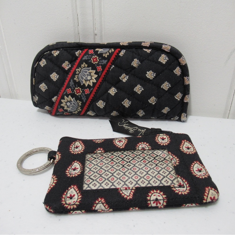 Vera Bradley Black Quilted Sunglasses Case and Coinpurse Set